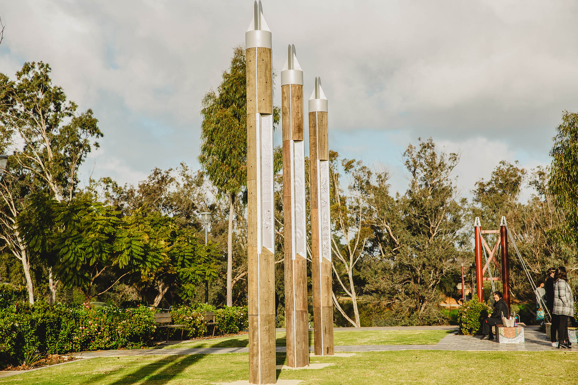 Binjareb Maar art sculpture installation in Pinjarra